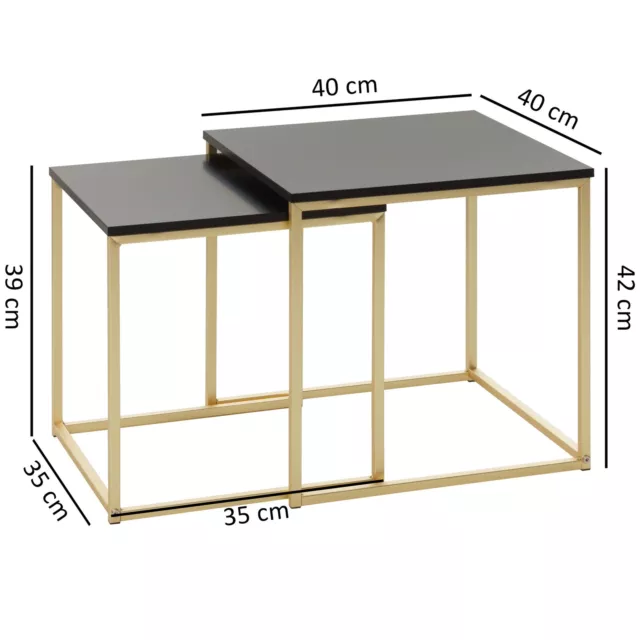 WOHNLING Satztisch Beistelltisch Couchtisch Set Metalltisch Ablagetisch modern 3