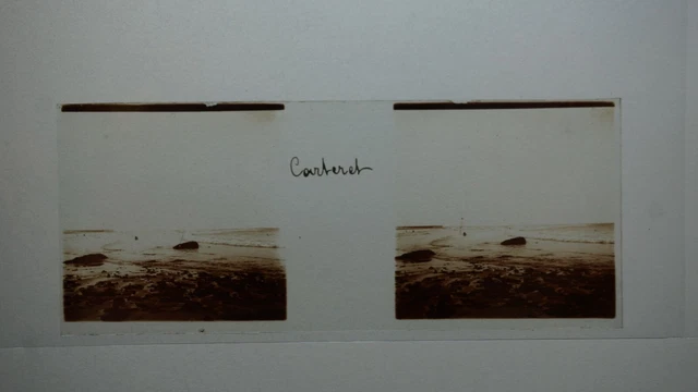 Photo Stereo Glass Plate 45X107 - Carteret - Landscape - Seafront - Circa 1900