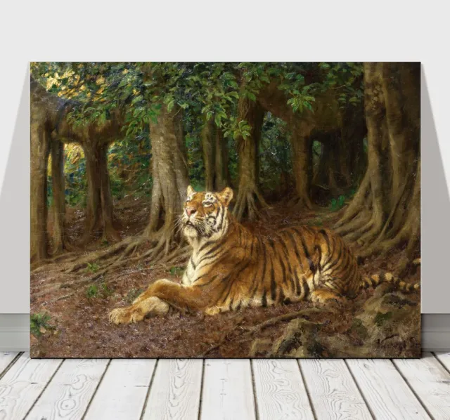 GEZA VASTAGH - Reclining Tiger - CANVAS ART PRINT POSTER - 10x8"
