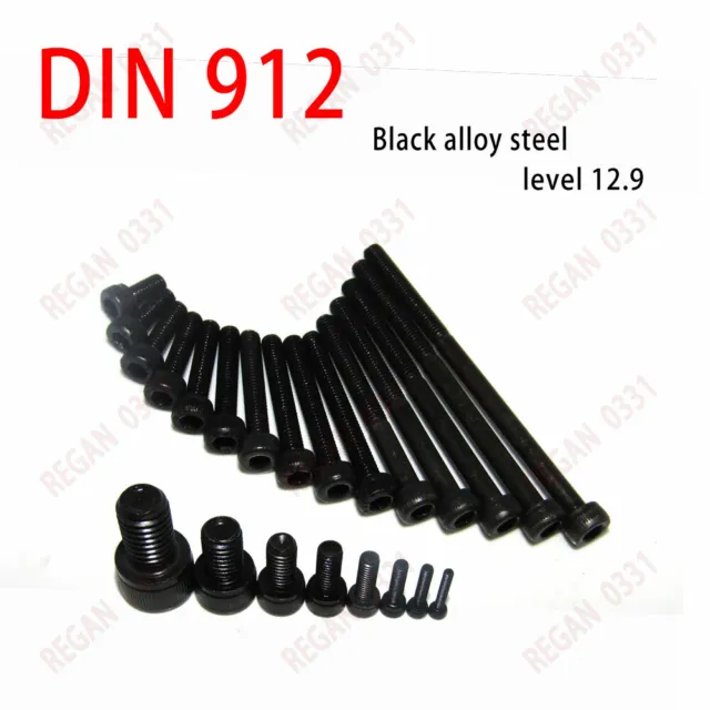 M2.5 / M2.6 Black Grade 12.9 Alloy Steel Allen Hex Socket Cap Head Screw DIN912