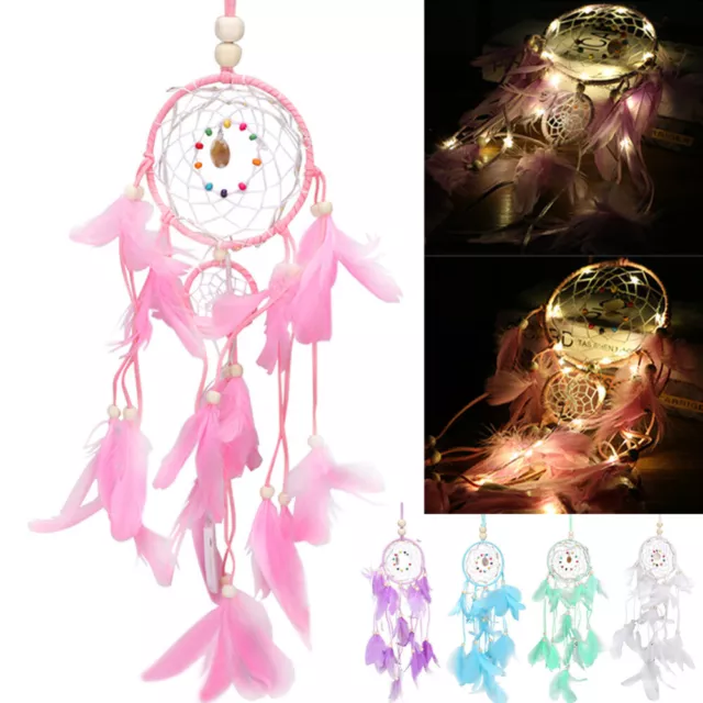 LED Dreamcatcher Light Up Feather Dream Catcher Wall Hanging Home Decor Handmade