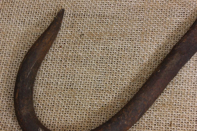 Old smokehouse large meat Hook Hearth blacksmith 9” wrought Iron barn vintage 6