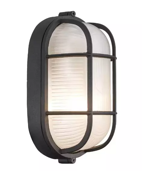 Trans Globe Lighting 8.25" 1Light Black Oval Bulkhead Outdoor Wall Light Fixture