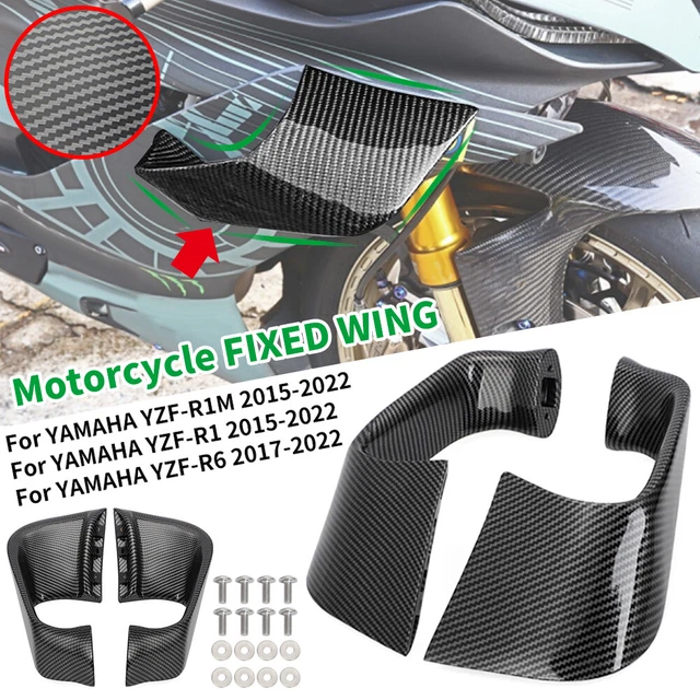CARBON FIBER WINGLETS Aerodynamic Wing For YAMAHA YZF-R1 R1M 15-22 YZF ...