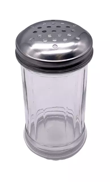 Winco G-103 Glass Sugar Shaker Pourer 12 OZ w/ Stainless Steel Perforated Cap