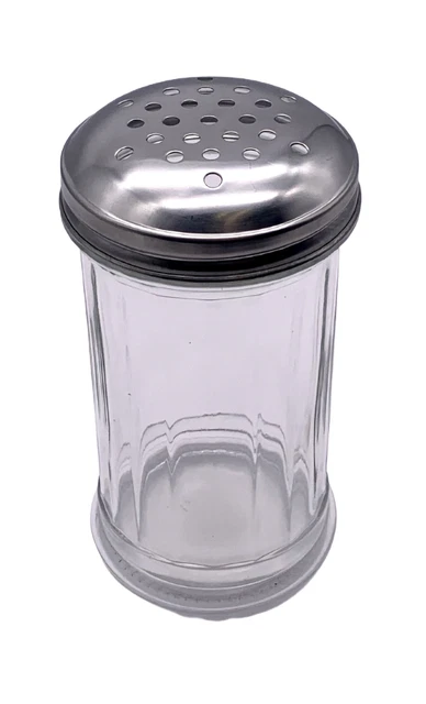 Winco G-103 Glass Sugar Shaker Pourer 12 OZ w/ Stainless Steel Perforated Cap