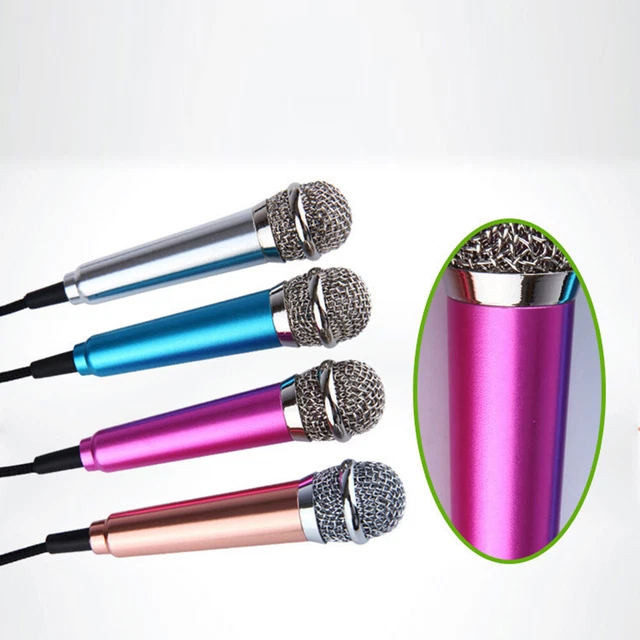 3.5mm Mini Condenser Microphone Phone Karaoke Mic with Stand for iPhone Android