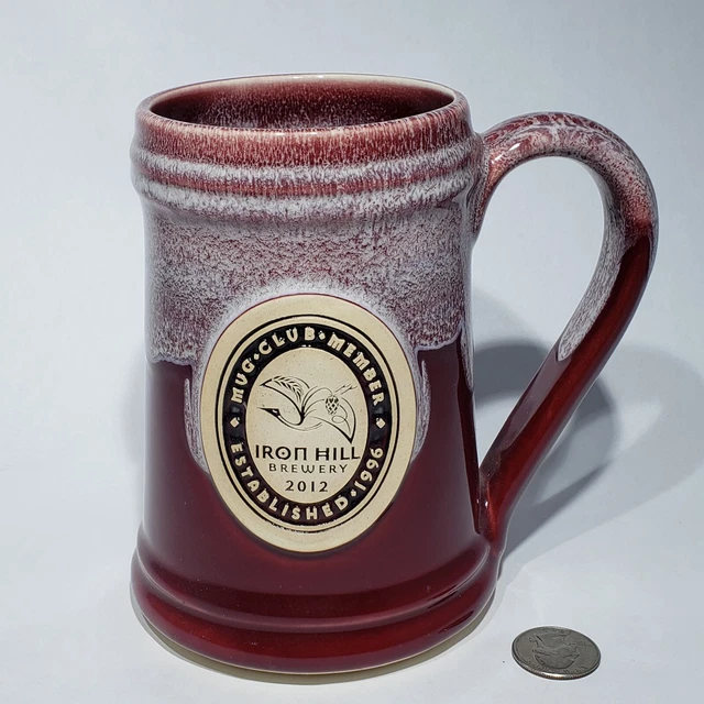 Iron Hill Brewery Mug 2012 Club Member Beer Mug Stoneware 28 oz Grey Fox Pottery