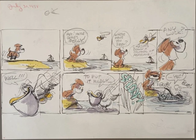 DISNEY STUDIOS ORIGINAL Comic Strip Drawing of 