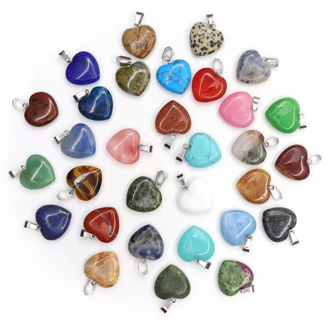 Charms heart pendants natural stone beads charms for jewelry making 30pcs