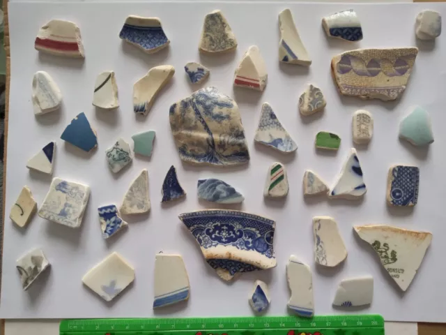 41 Stück Echte Vintage Meerglas Meerkeramik Von Nordostküste