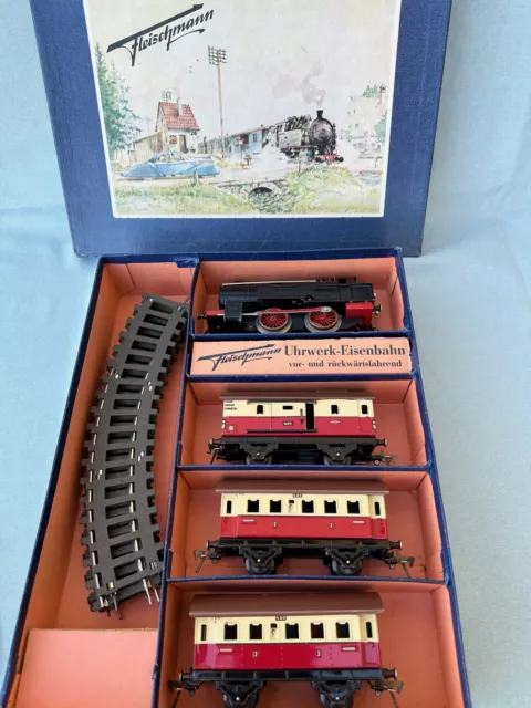 Antike Fleischmann U 320/3r Uhrwerk-Eisenbahn / Spur 0 / TOP