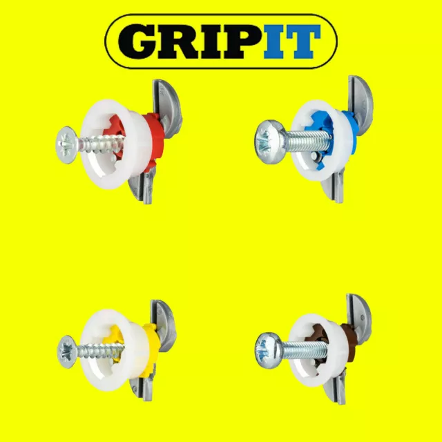 GRIP IT 15, 18, 20, 25mm PLASTERBOARD FIXINGS & SCREWS HOLLOW CAVITY WALL GRIPIT