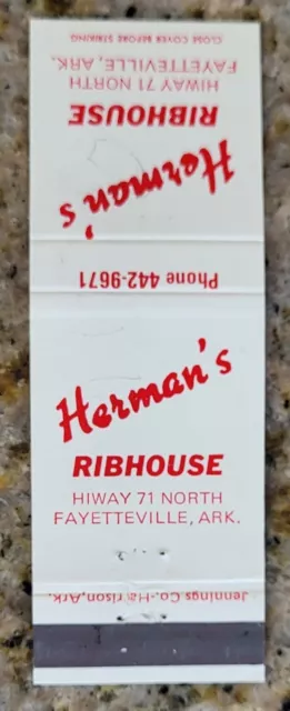 Matchcover Arkansas Fayetteville Herman's Ribhouse Restaurant