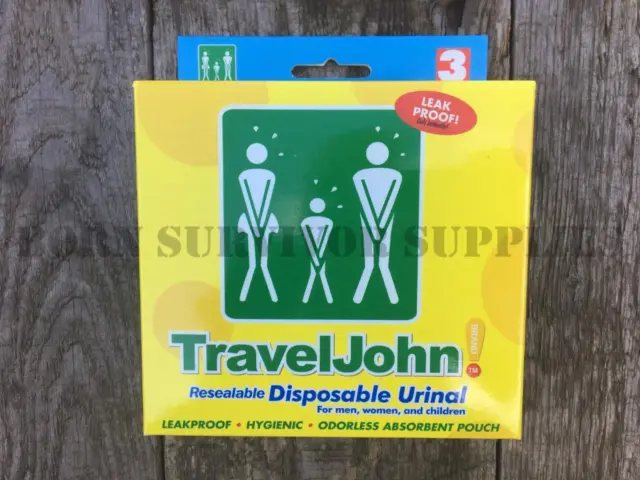 3 x TravelJohn Einweg Urinal Tragbare Kleintasche Notfall Toilette Reise John