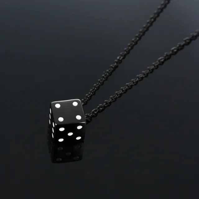 Men's Stainless Steel Dice Pendant Necklace 11
