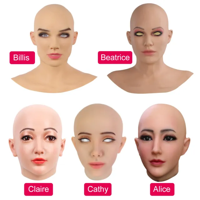 Masques de visage de masque féminin en silicone pour Crossdresser Drag Queen