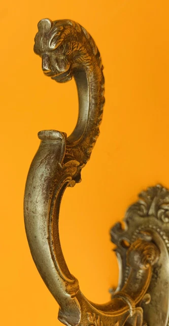 VERY RARE Victorian Antique Brass Gargoyle Dragon Head Coat Hook Robe Hook