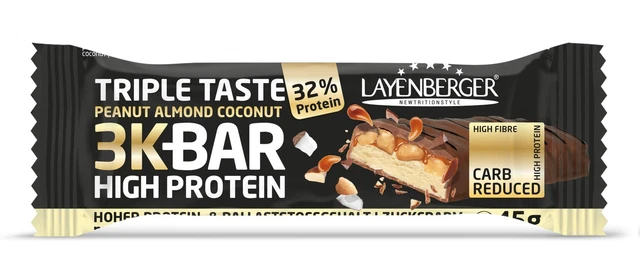 Barra de proteína Layenberger 3K BAR coco almendra maní 20x 45g NUEVO MHD 11/23