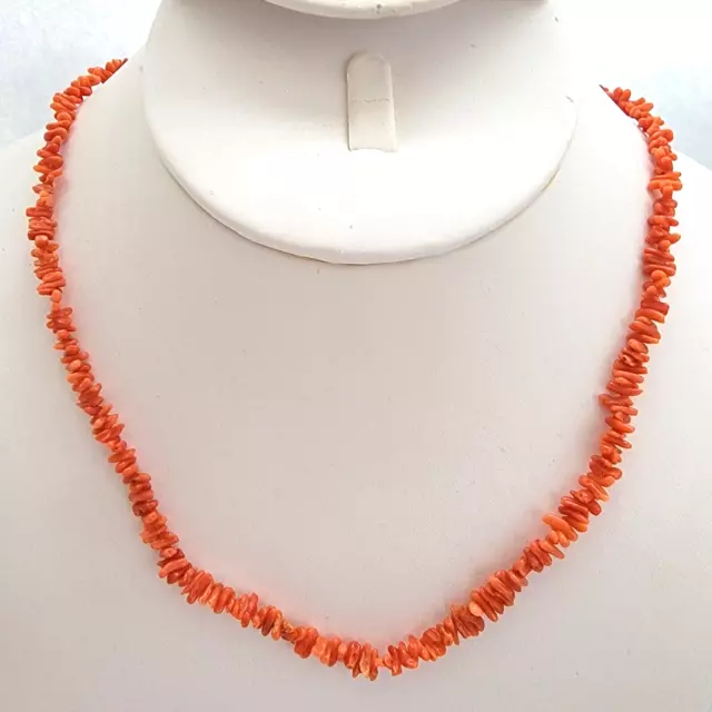 VINTAGE BRANCH ORANGE Red Coral Necklace 18