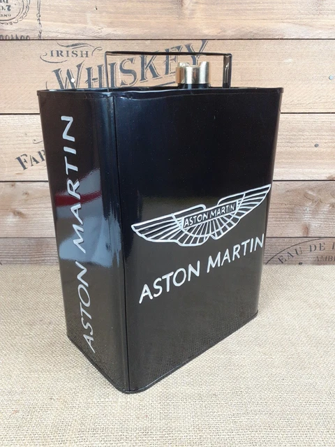 Retro vintage style Black Aston Martin Oil petrol can Rectangular shaped