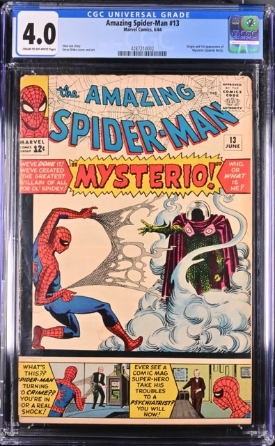 AMAZING SPIDER-MAN #13 CGC 4.0 🟢🥇1st APPEARANCE & ORIGIN OF MYSTERIO🥇🟢
