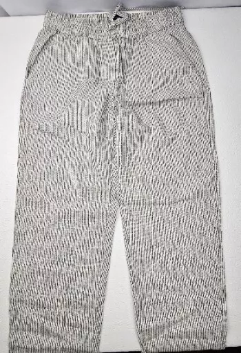 JCrew Linen Capris Womens Size 8 Black White Striped Drawstring Waist NWT 30x25