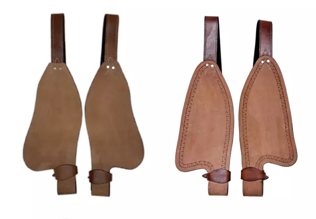 Western Leather Horse Saddle Roughout Replacement Fenders Tooled Plain Rough-Out