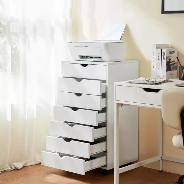 7-Drawer Wooden Dresser with Wheels: Versatile Storage Solution for Bedroom Y1