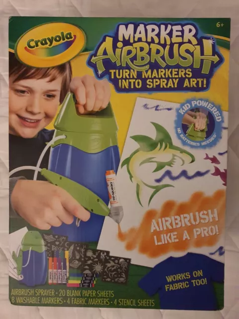 Airbrush Tattoo Kit Battery Operated With Over 20 Stencils Gift For Kids -  Blue