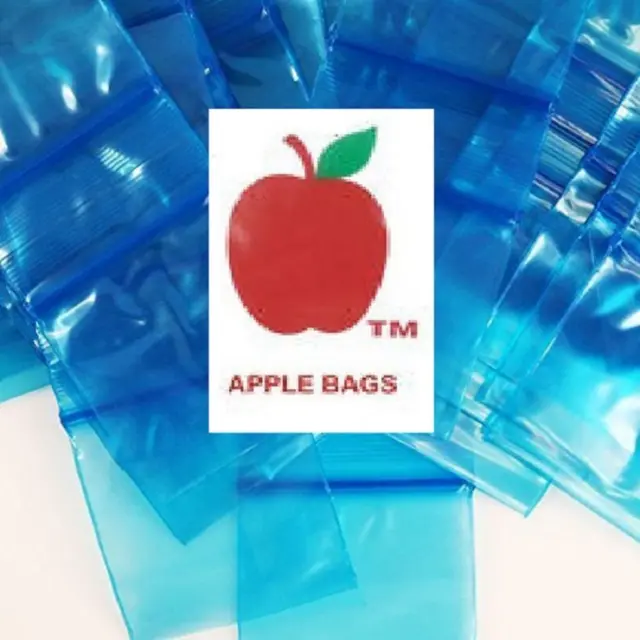 BLUE 1,000 APPLE BRAND BAGGIES 1510 2mil ZIPLOCK 1000 plastic 1.5"x1" mini bags