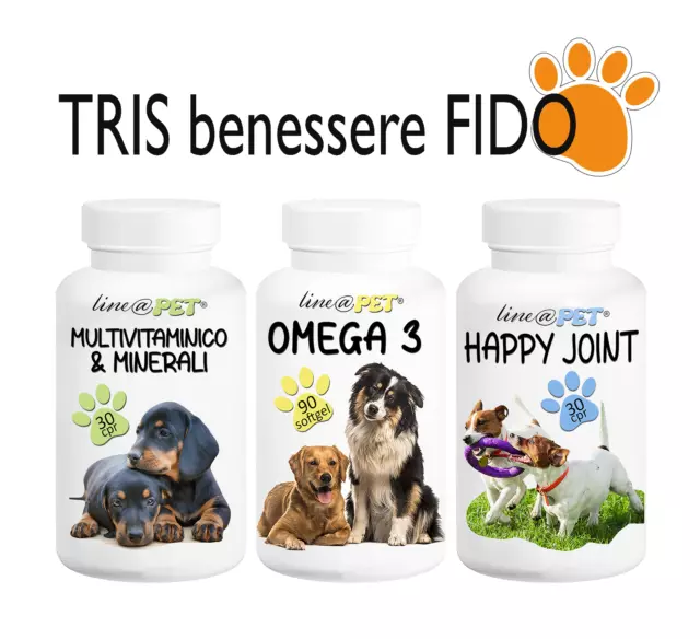 Omega 3 + Happy Joint + Multivitamines Line @ Pet pour Chiens Bien-être 360°