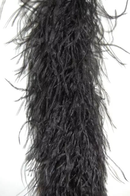 4 Ply OSTRICH FEATHER BOA - BLACK 2 Yards; Costumes/Craft/Bridal/Trim 72"