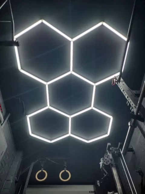 Hexagon LED Lighting Car Detail Garage Workshop Retail Light Honeycomb Hex  Gym
