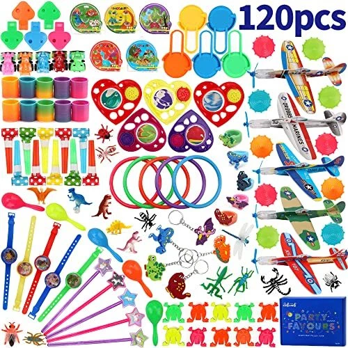 120pcs Pinata Filler Toys Party Favor Assortment for Kids Birthday Prizes Box