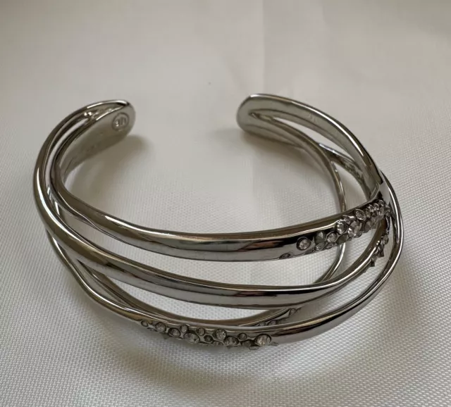 Alexis Bittar Silver Crystal Twist Cuff Bracelet