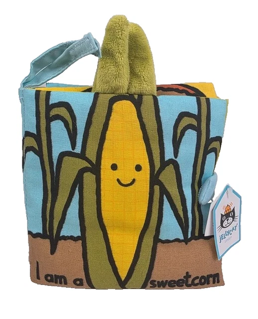 JELLYCAT I AM A Sweetcorn Soft Cloth Activity Book Baby Toy JELLY7474F ...