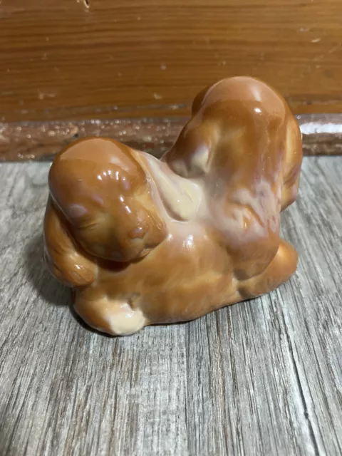 Adorable Fenton Chocolate Slag Glass ￼ Cocker Spaniel Puppies Figurine #106/300