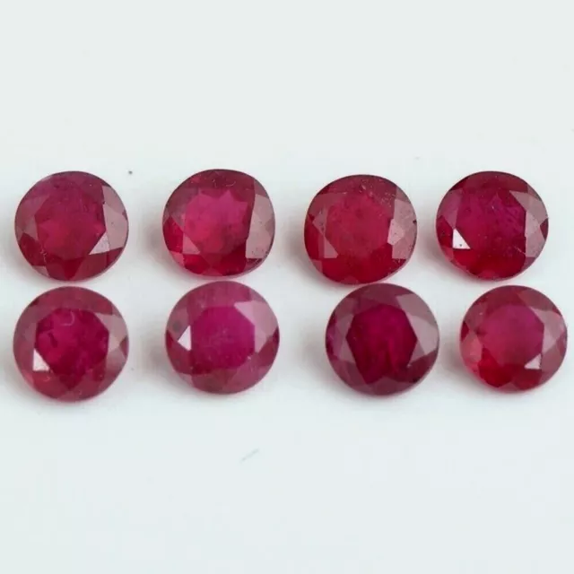 Vente en Lot 2.5mm Pour 5mm Rond à Facettes Naturel Rubis Desseré Calibré Gemme