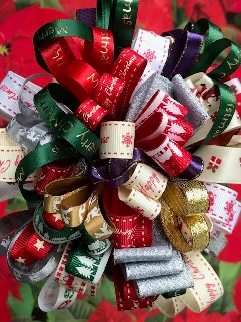 WEIHNACHTSBAND BÜNDEL 5 x 1M PACK GESCHENKVERPACKUNG KRÄNZE DEKORATIONEN HANDWERK 3