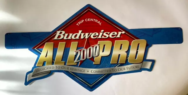 Budweiser All Pro 2000 Metal Advertising Sign New Old Stock 30.5 x 15"