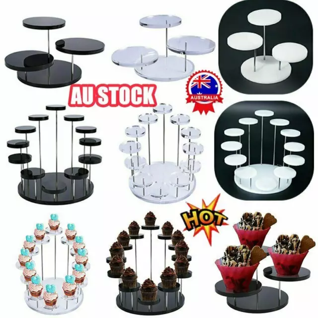 Round Cupcake Stand Acrylic Display Stand Jewelry Cake Dessert Rack Party Decor