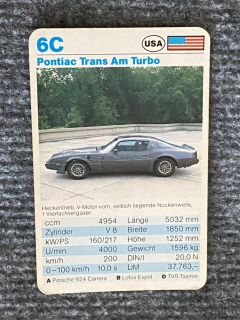 Einzelkarte, Pontiac Trans Am Turbo, seltenes Bild, Zustand siehe Bild