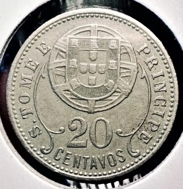 Portuguese Saint Thomas Prince 20 centavos 1929 coin (SCARCE!)
