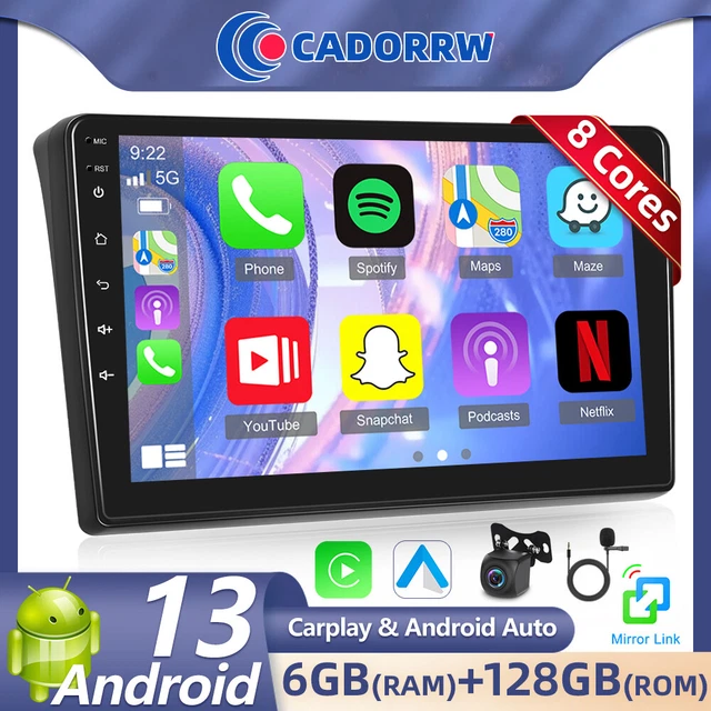 Autoradio Senza fili Carplay per Fiat Ducato 3/Peugeot Boxer 2/Citroen Jumper 2 2011-2022, Touch Screen da 9 pollici 2G+64G Android Auto, BT/Mirror Link/GPS/WiFi/FM/RDS, USB-C