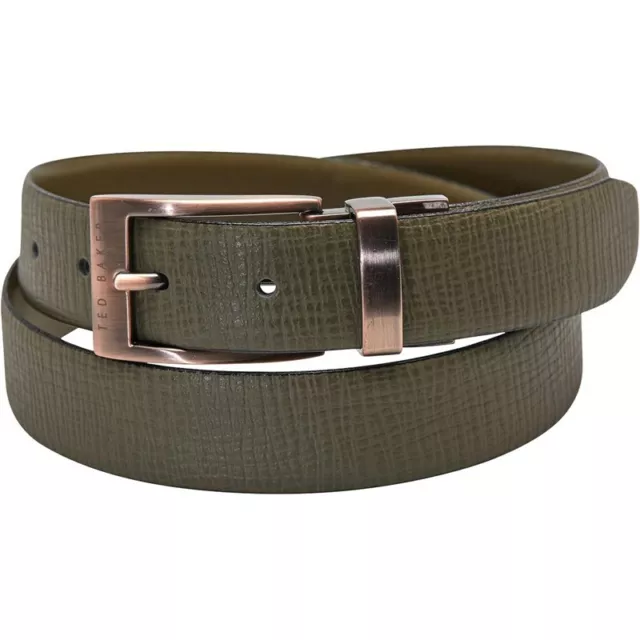 Ted Baker Mens Kong Leather Reversible Belt Olive Size 34 RRP 59.00