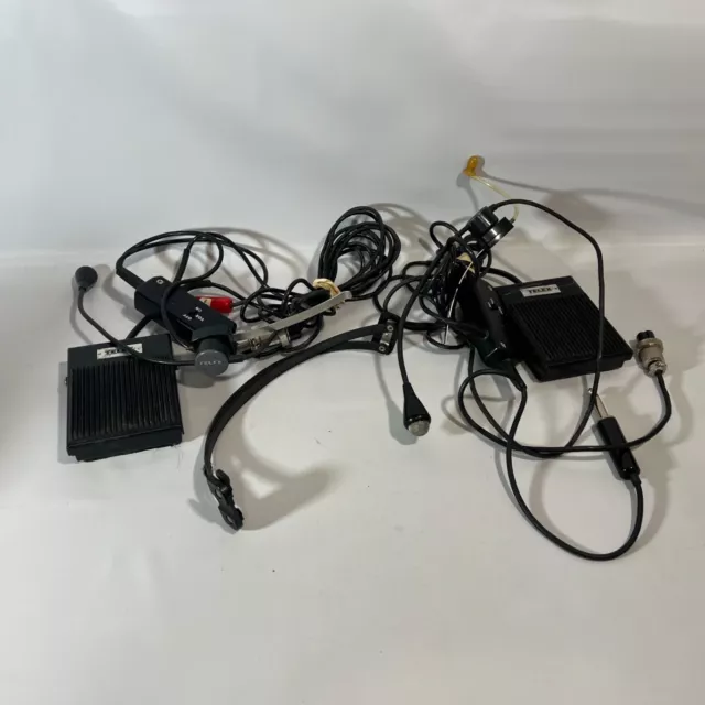 Vtg Set Of 2 Telex Procom 300 Aircraft Push To Talk Switch Headsets Untested Usa