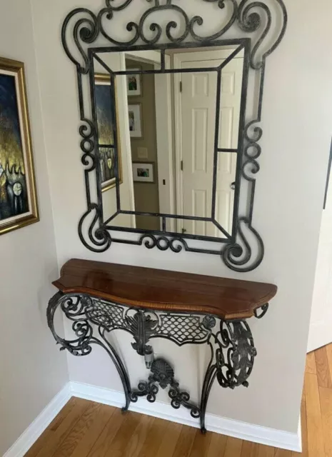 *Rare!!*Ethan Allen Country French Legacy Forged Iron Console Table With Mirror!