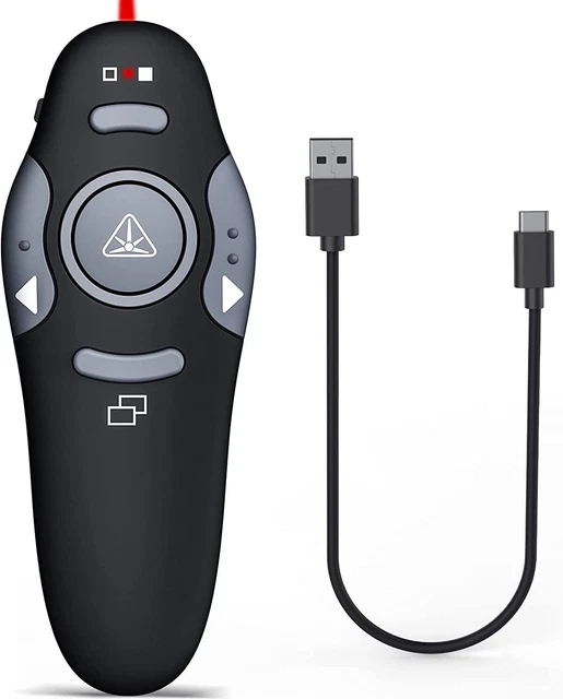 Rechargeable Presentation Clicker & Red Laser Pointer, Wireless Presenter Remote