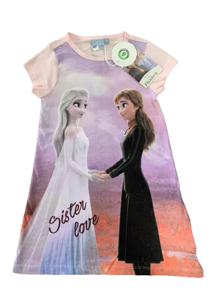 Girls Frozen 2 Elsa Anna Nightdress Sister Love Nightie Nighty Pyjamas 1-9 Years